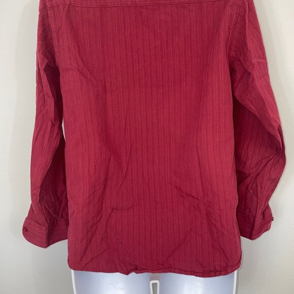 Arrow Womens L Shirt Red Maroon Long Sleeve Career Work Button Up - Picture 8 of 9
